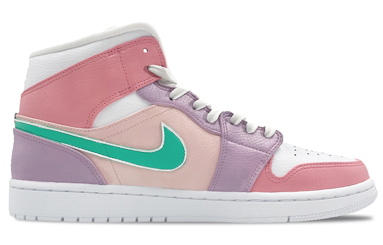 Order [定制鞋] Air Jordan 1 Mid '情人节爱巷' 定制 554724-130（TeamE-男款恋爱巷喷绘紫粉）