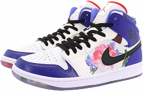 【客製球鞋】Jordan Air Jordan 1 情人花卉 緩震防滑耐磨 中筒 復古籃球鞋 男款 白紫 Lookbook 【客製球鞋】Jordan Air Jordan 1 情人花卉 緩震防滑耐磨 中筒 復古籃球鞋 男款 白紫