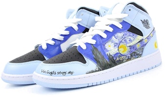 Zapatillas Personalizadas Air Jordan 1 Mid "Noche Estrellada" 555112-401(Team39-AMY手绘星空蓝) Lookbook Zapatillas Personalizadas Air Jordan 1 Mid "Noche Estrellada" 555112-401(Team39-AMY手绘星空蓝)