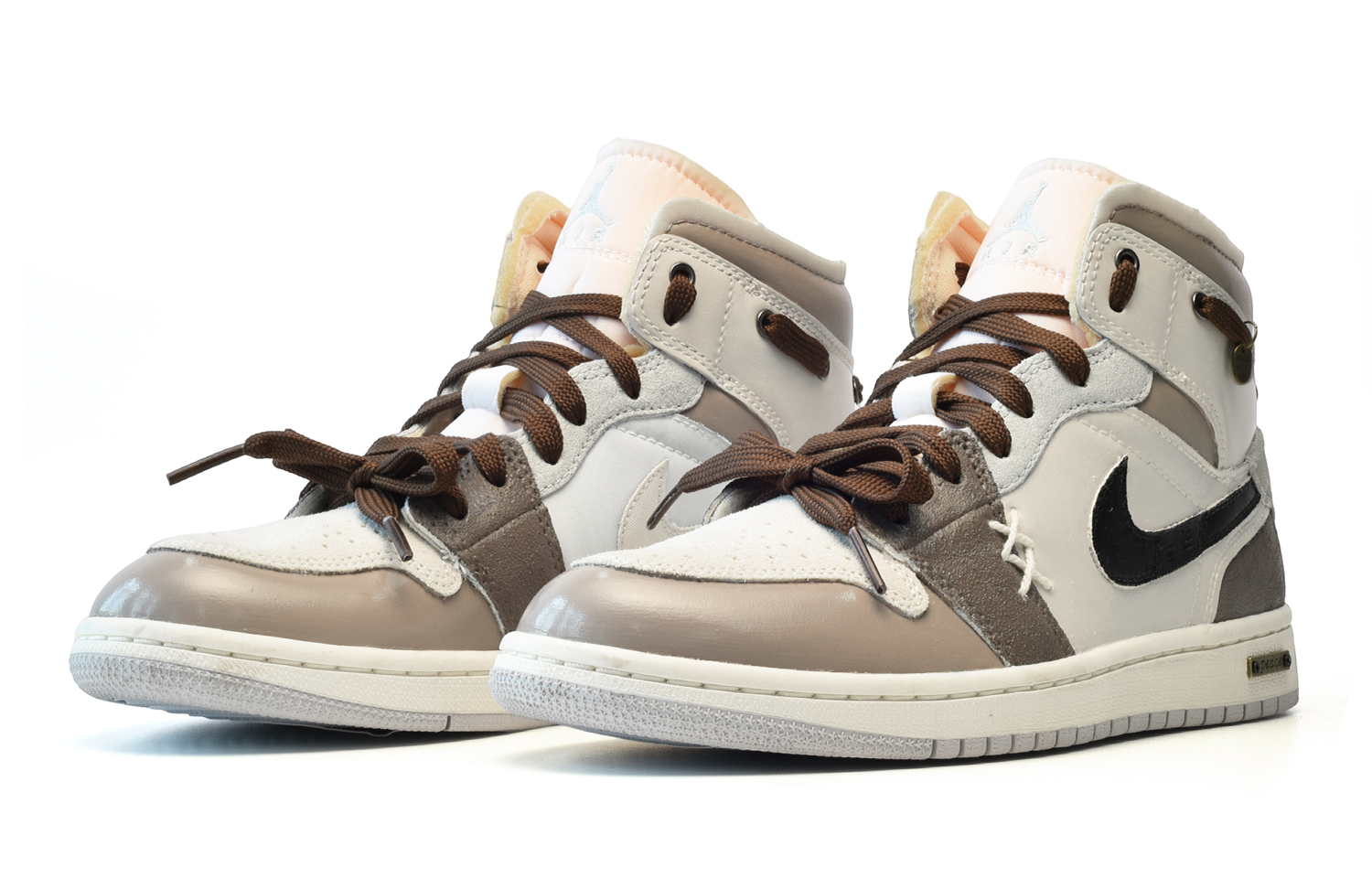 Lookbook [Zapatos Personalizados] Air Jordan 1 Mid 'Vanilla Latte' DQ3726-100(TeamE-女款香草拿铁白棕)