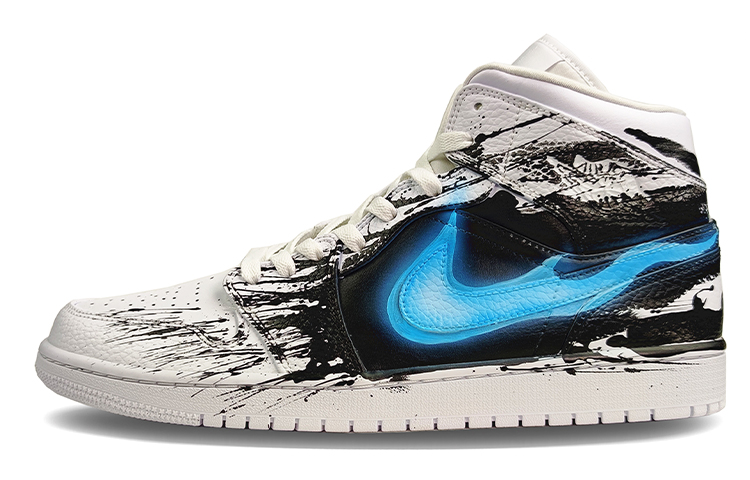 Buy [Sepatu Custom] Air Jordan 1 Mid 'Venom Warna Blok' 554724-130(TeamG-超级英雄-毒液-手绘)