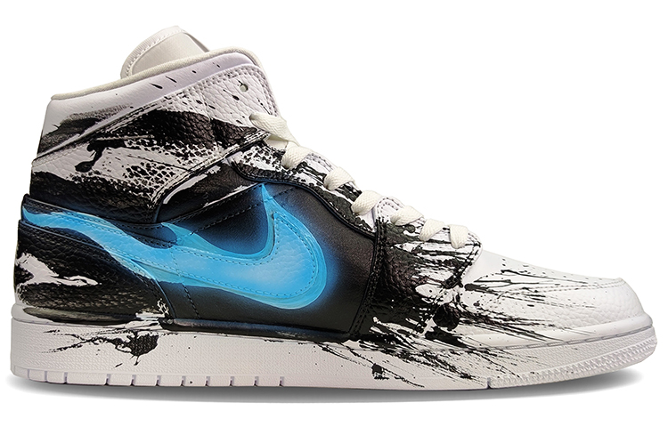 Order [Sepatu Custom] Air Jordan 1 Mid 'Venom Warna Blok' 554724-130(TeamG-超级英雄-毒液-手绘)