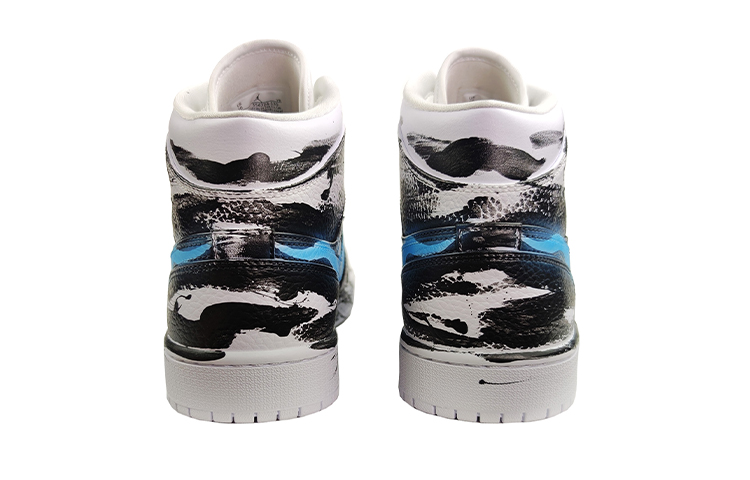 Shop [Sepatu Custom] Air Jordan 1 Mid 'Venom Warna Blok' 554724-130(TeamG-超级英雄-毒液-手绘)