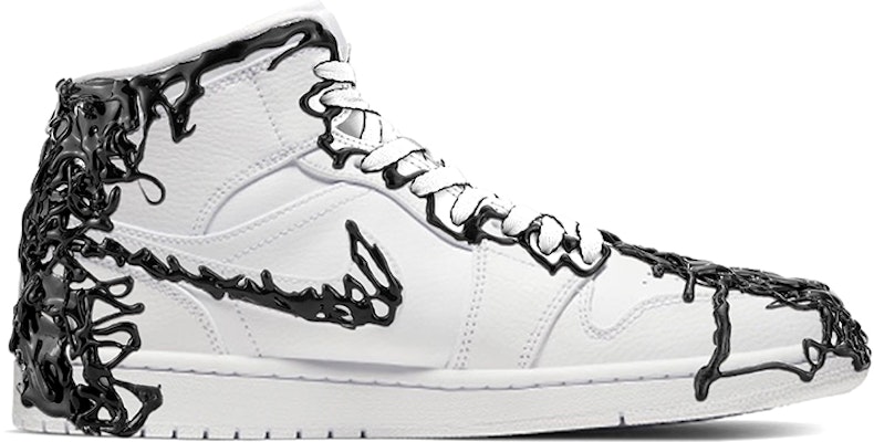 【定製球鞋】 Jordan Air Jordan 1 Mid 超級英雄 毒液 暗黑系 限量發售 防滑 中幫 復古籃球鞋 男女同款 黑色 Order 【定製球鞋】 Jordan Air Jordan 1 Mid 超級英雄 毒液 暗黑系 限量發售 防滑 中幫 復古籃球鞋 男女同款 黑色