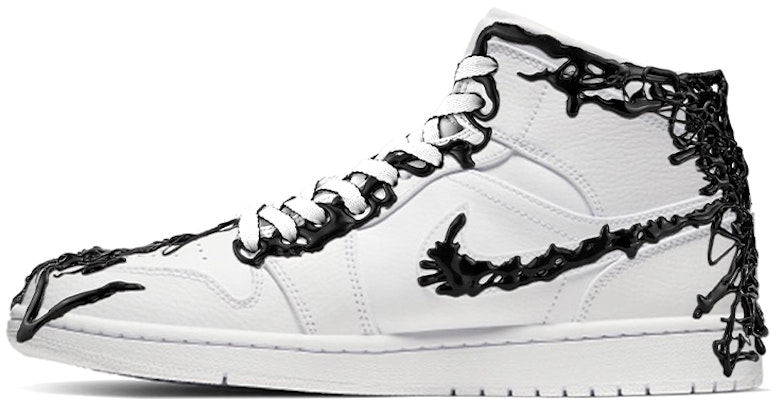 【定製球鞋】 Jordan Air Jordan 1 Mid 超級英雄 毒液 暗黑系 限量發售 防滑 中幫 復古籃球鞋 男女同款 黑色 Lookbook 【定製球鞋】 Jordan Air Jordan 1 Mid 超級英雄 毒液 暗黑系 限量發售 防滑 中幫 復古籃球鞋 男女同款 黑色