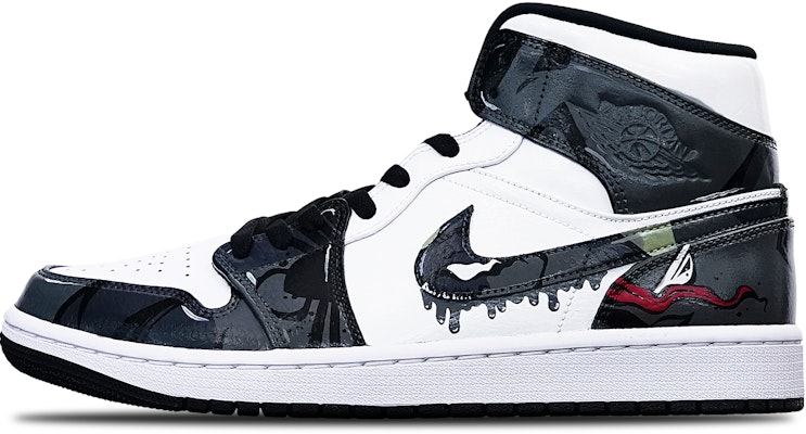 【定制球鞋】Jordan Air Jordan 1 Mid "Island Green" 動漫手繪 毒液 中幫 復古籃球鞋 男款 白黑 Buy 【定制球鞋】Jordan Air Jordan 1 Mid "Island Green" 動漫手繪 毒液 中幫 復古籃球鞋 男款 白黑