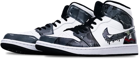 【定制球鞋】Jordan Air Jordan 1 Mid "Island Green" 動漫手繪 毒液 中幫 復古籃球鞋 男款 白黑 Lookbook 【定制球鞋】Jordan Air Jordan 1 Mid "Island Green" 動漫手繪 毒液 中幫 復古籃球鞋 男款 白黑