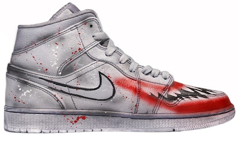 【訂製球鞋】 Jordan Air Jordan 1 Mid 致命的邪惡反派 屠殺 毒液 手繪噴繪 浸染 中幫 復古籃球鞋 男款 灰色 Order 【訂製球鞋】 Jordan Air Jordan 1 Mid 致命的邪惡反派 屠殺 毒液 手繪噴繪 浸染 中幫 復古籃球鞋 男款 灰色