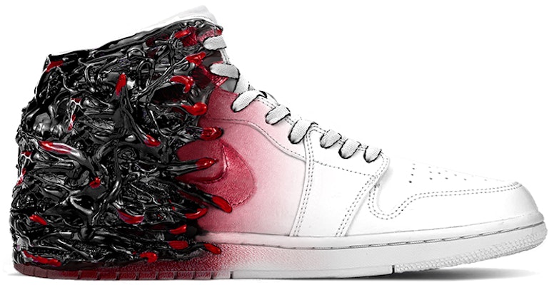 【定製球鞋】 Jordan Air Jordan 1 Mid 毒液 超級反派 情侶鞋 暗黑系 特殊材料 中幫 復古籃球鞋 男款 黑紅 Order 【定製球鞋】 Jordan Air Jordan 1 Mid 毒液 超級反派 情侶鞋 暗黑系 特殊材料 中幫 復古籃球鞋 男款 黑紅