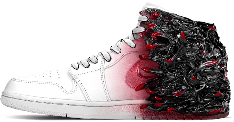 【定製球鞋】 Jordan Air Jordan 1 Mid 毒液 超級反派 情侶鞋 暗黑系 特殊材料 中幫 復古籃球鞋 男款 黑紅 Shop 【定製球鞋】 Jordan Air Jordan 1 Mid 毒液 超級反派 情侶鞋 暗黑系 特殊材料 中幫 復古籃球鞋 男款 黑紅