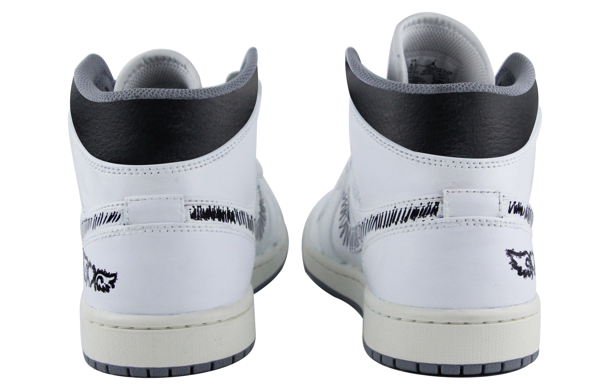 Purchase [Kasut Custom] Air Jordan 1 Mid 'Kelabu Klasik' 554724-135(Team39-AMY31手稿黑白QD)