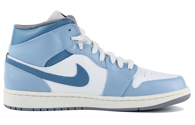 Order [Kasut Khusus] Air Jordan 1 Mid 'Kelabu Biru-Putih Klasik' 554724-135(Team39-AMY30蓝白)