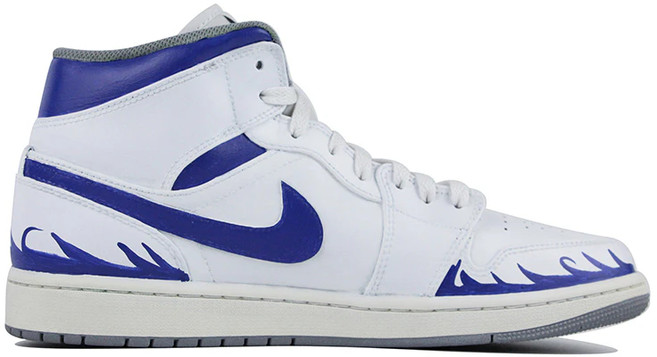 【定製球鞋】 Jordan Air Jordan 1 Mid Vintage Grey 國風 青花瓷 防滑耐磨 中幫 復古籃球鞋 男款 藍白 Order 【定製球鞋】 Jordan Air Jordan 1 Mid Vintage Grey 國風 青花瓷 防滑耐磨 中幫 復古籃球鞋 男款 藍白