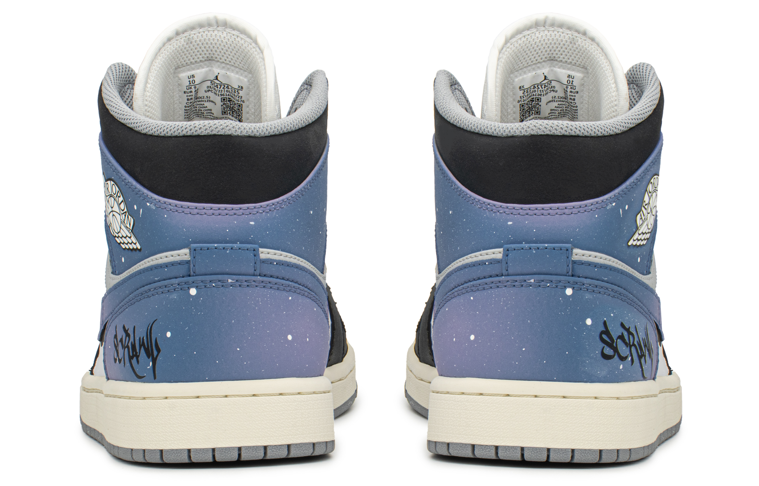 Shop [定制鞋款] Air Jordan 1 Mid '复古灰蓝紫' 554724-135(TeamA-AJ星空恋人)