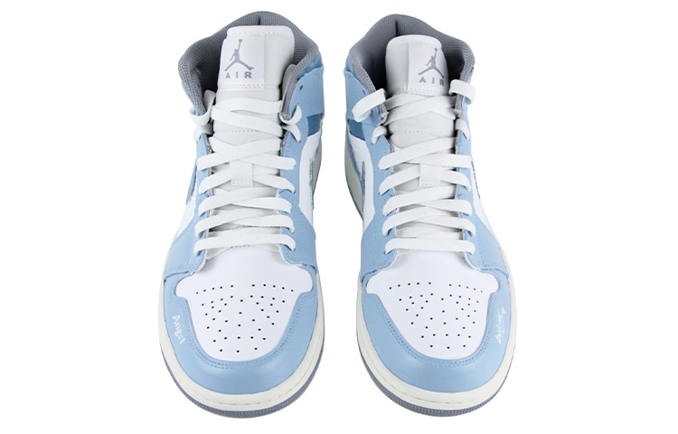 Shop [Kasut Khusus] Air Jordan 1 Mid 'Kelabu Biru-Putih Klasik' 554724-135(Team39-AMY30蓝白)