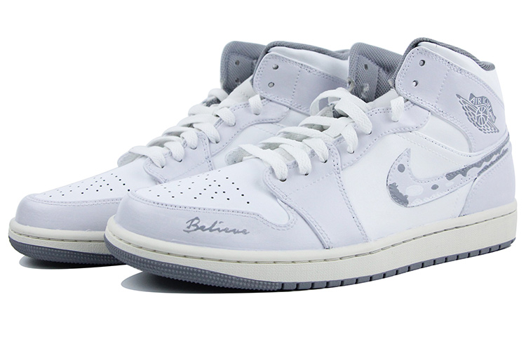 Lookbook 【定製球鞋】Jordan Air Jordan 1 Mid Vintage Grey 小清新 簡約 耐磨防滑 中幫 復古籃球鞋 男款 紫白