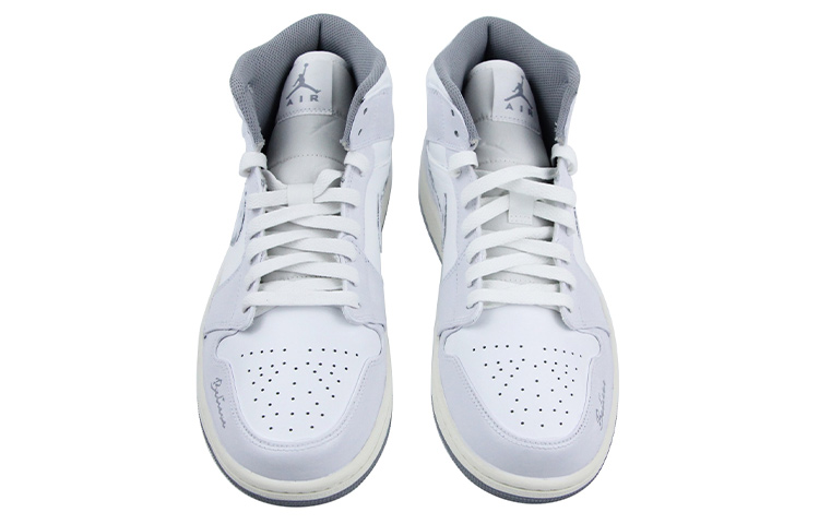 Shop 【定製球鞋】Jordan Air Jordan 1 Mid Vintage Grey 小清新 簡約 耐磨防滑 中幫 復古籃球鞋 男款 紫白