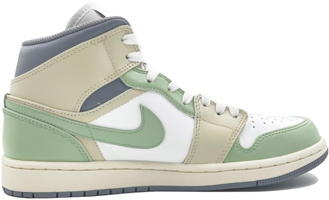 【訂製球鞋】喬丹 Air Jordan 1 Mid "復古仙鶴飛翔 耐磨防滑中筒經典籃球鞋 男款 白綠灰 Order 【訂製球鞋】喬丹 Air Jordan 1 Mid "復古仙鶴飛翔 耐磨防滑中筒經典籃球鞋 男款 白綠灰