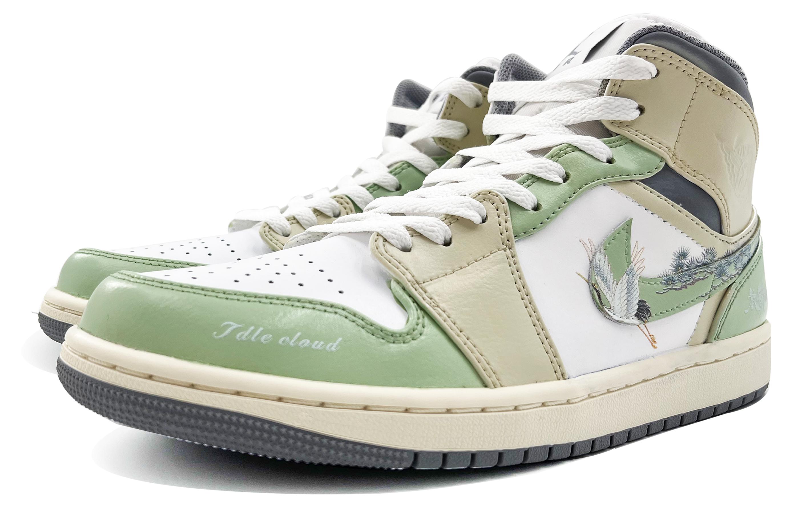 Lookbook [定制鞋] Air Jordan 1 中帮 '复古白绿灰' 554724-135(Team113-野居林鹤)