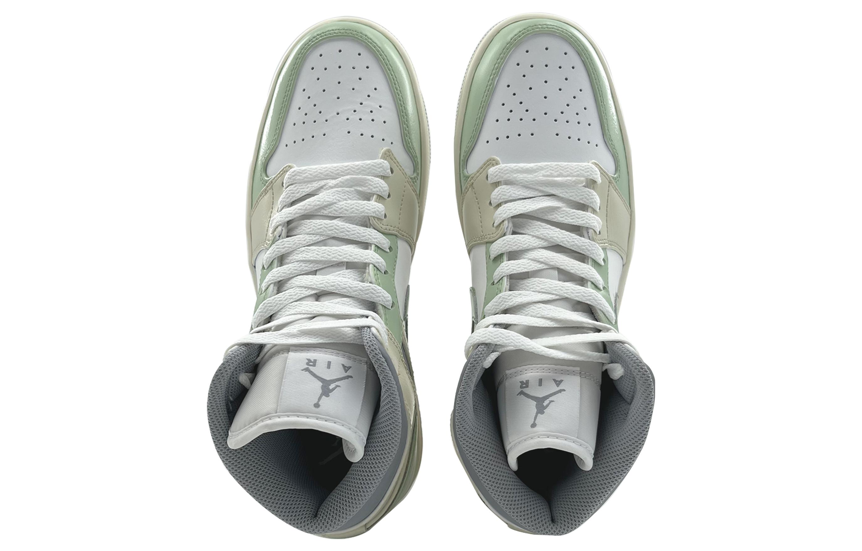 Shop [定制鞋] Air Jordan 1 中帮 '复古白绿灰' 554724-135(Team113-野居林鹤)