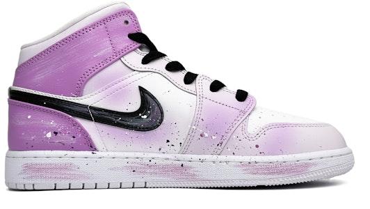 【客製化籃球鞋】 Jordan Air Jordan 1 紫羅蘭 少女心 手繪潑墨 中筒 復古籃球鞋 GS 紫白 Order 【客製化籃球鞋】 Jordan Air Jordan 1 紫羅蘭 少女心 手繪潑墨 中筒 復古籃球鞋 GS 紫白