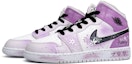 Lookbook 【客製化籃球鞋】 Jordan Air Jordan 1 紫羅蘭 少女心 手繪潑墨 中筒 復古籃球鞋 GS 紫白