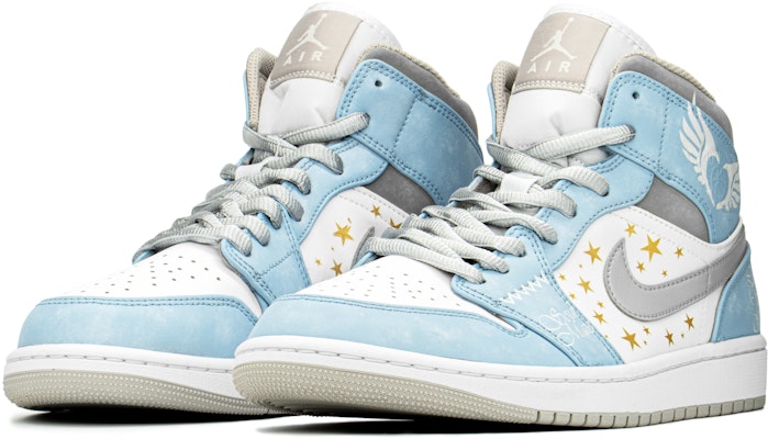 カスタムAJ1ミッド "ウォッシュド青金灰" 554724-082(TeamA-AJ水洗北卡S-BOX) Lookbook カスタムAJ1ミッド "ウォッシュド青金灰" 554724-082(TeamA-AJ水洗北卡S-BOX)