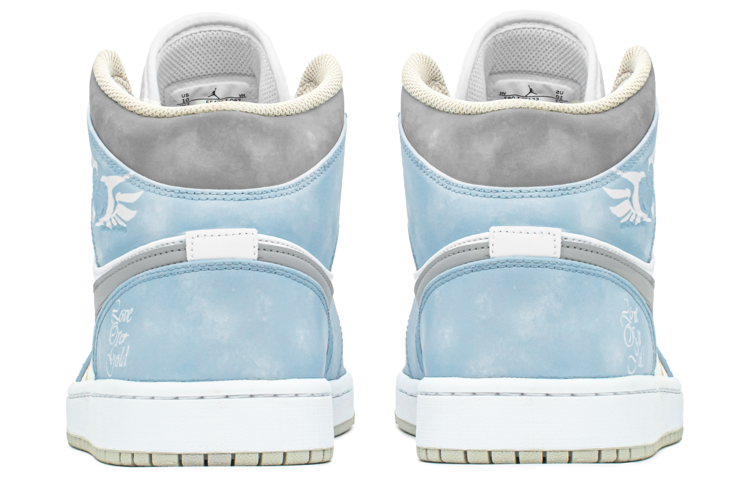 Shop [Sepatu Kustom] Air Jordan 1 Mid 'Biru Emas Abu-abu' 554724-082(TeamA-AJ水洗北卡S-BOX)