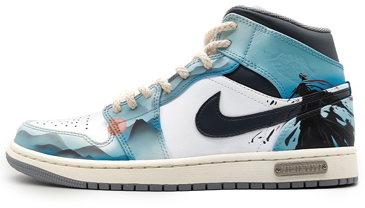 custom-shoes-air-jordan-1-mid-water-ink-green