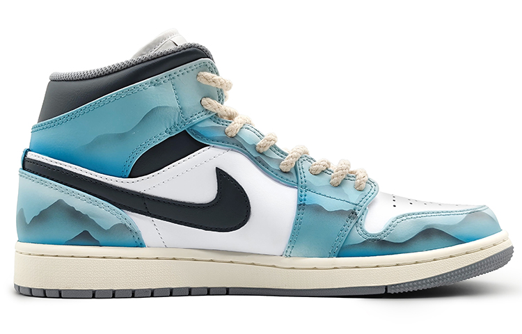 Order カスタムAJ1ミッド「水墨グリーン」 554724-135(Team16-男款侠客江湖青)