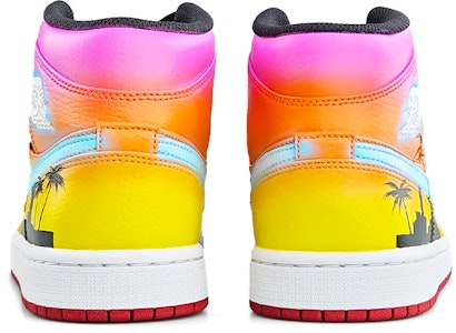 【定製球鞋】Jordan Air Jordan 1 Mid 西海岸 噴繪 椰樹 風景 中筒 復古籃球鞋 男款 黃粉漸變 Shop 【定製球鞋】Jordan Air Jordan 1 Mid 西海岸 噴繪 椰樹 風景 中筒 復古籃球鞋 男款 黃粉漸變