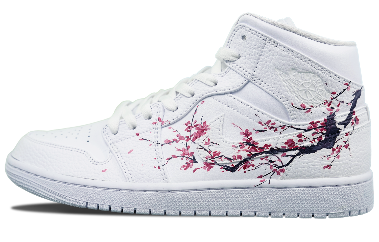 Buy [Sepatu Khusus] Air Jordan 1 Mid 'Putih Hitam Tinta Plum Blossom' 554724-130(TEAM64-男款梅花国风)