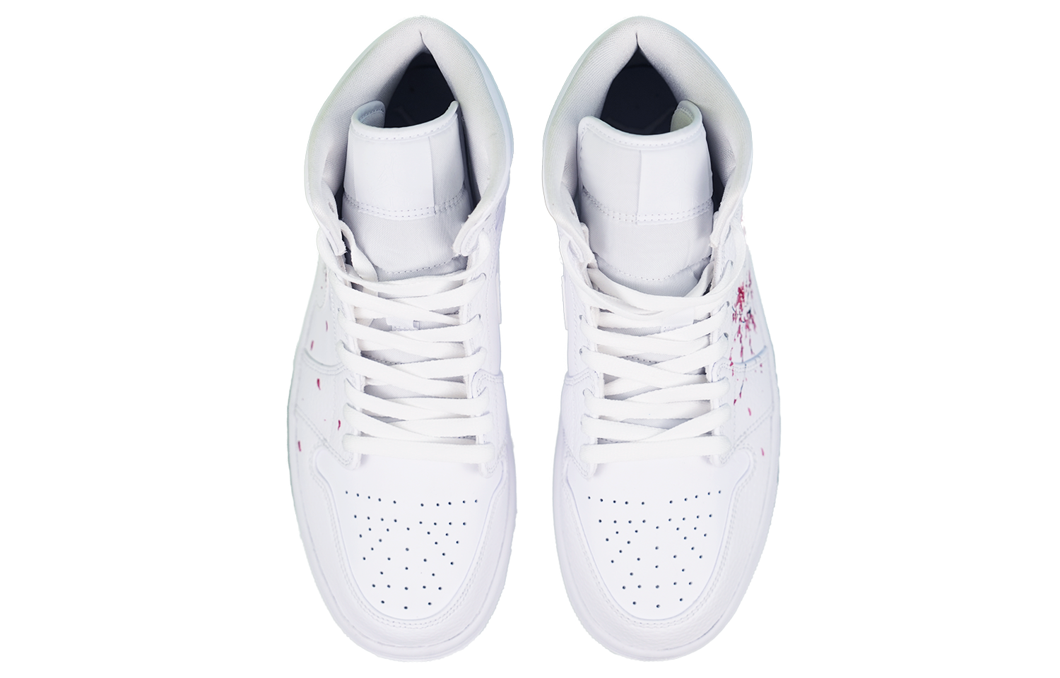 Shop [Sepatu Khusus] Air Jordan 1 Mid 'Putih Hitam Tinta Plum Blossom' 554724-130(TEAM64-男款梅花国风)