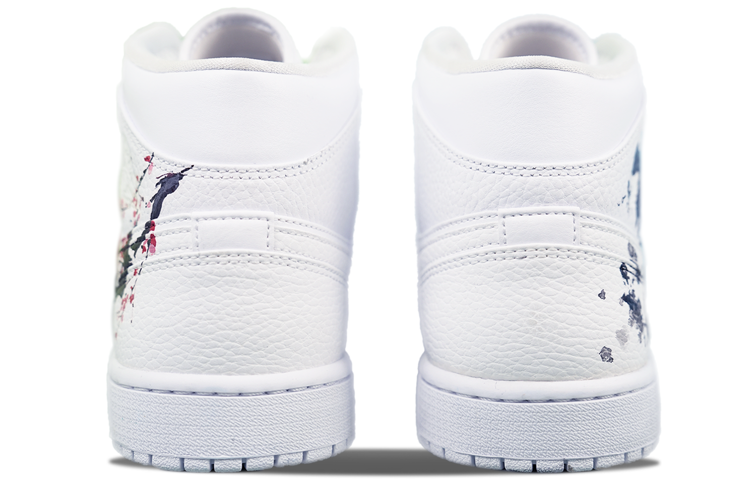 Purchase [Sepatu Khusus] Air Jordan 1 Mid 'Putih Hitam Tinta Plum Blossom' 554724-130(TEAM64-男款梅花国风)