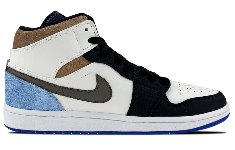 Order [Sepatu Custom] Air Jordan 1 Mid 'Putih Biru Hitam Vibe' 852542-102(Team叁-男款AJ机能QD)