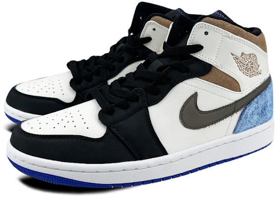 【定制球鞋】Jordan Air Jordan 1 Mid 機能 vibe風 中幫 復古籃球鞋 男款 白藍黑 Lookbook 【定制球鞋】Jordan Air Jordan 1 Mid 機能 vibe風 中幫 復古籃球鞋 男款 白藍黑