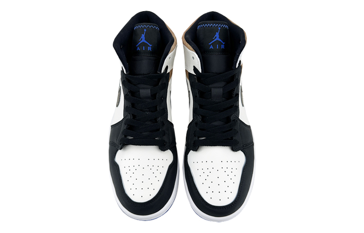 Shop [Sepatu Custom] Air Jordan 1 Mid 'Putih Biru Hitam Vibe' 852542-102(Team叁-男款AJ机能QD)