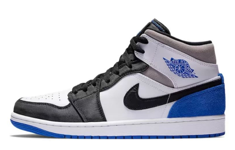 Sizing [Sepatu Custom] Air Jordan 1 Mid 'Putih Biru Hitam Vibe' 852542-102(Team叁-男款AJ机能QD)