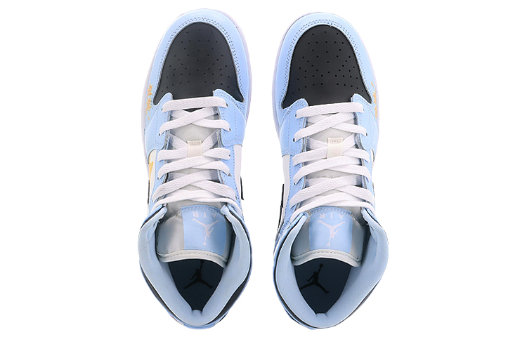 Shop 커스텀 에어 조던 1 미드 '화이트 블루 스파클 스타' 555112-401(Team10-卡比卡比)