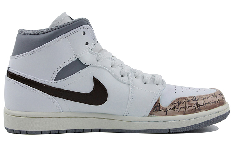 Order 【定制球鞋】Jordan Air Jordan 1 Mid 油畫風 素描圖 耐磨防滑 中幫 復古籃球鞋 男款 白棕