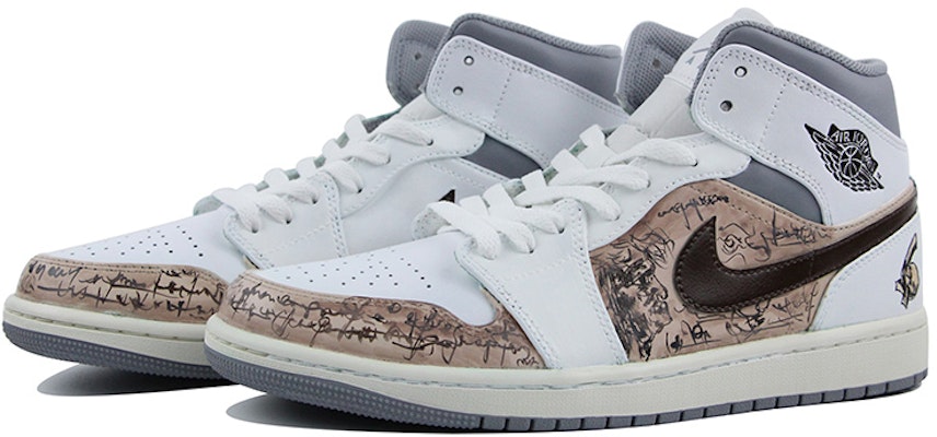 【カスタムシューズ】Air Jordan 1 Mid「ホワイトブラウンスケッチ油絵」 554724-135(Team39-AMY14素描图) Lookbook 【カスタムシューズ】Air Jordan 1 Mid「ホワイトブラウンスケッチ油絵」 554724-135(Team39-AMY14素描图)