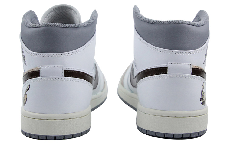 Purchase 【定制球鞋】Jordan Air Jordan 1 Mid 油畫風 素描圖 耐磨防滑 中幫 復古籃球鞋 男款 白棕