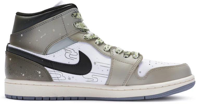 【定制球鞋】 Jordan Air Jordan 1 Mid 白露 節氣系列 新中式 手繪噴繪 中幫 復古籃球鞋 男款 白棕黑 Order 【定制球鞋】 Jordan Air Jordan 1 Mid 白露 節氣系列 新中式 手繪噴繪 中幫 復古籃球鞋 男款 白棕黑