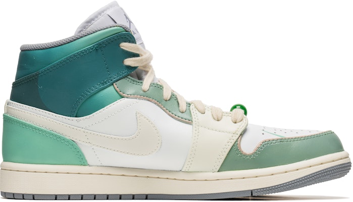 【定製球鞋】Jordan Air Jordan 1 Mid 野鶴製造 青蛇 特殊掛飾 中筒 復古籃球鞋 男款 白綠 Order 【定製球鞋】Jordan Air Jordan 1 Mid 野鶴製造 青蛇 特殊掛飾 中筒 復古籃球鞋 男款 白綠