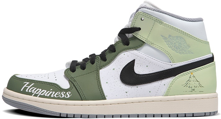 custom-shoes-air-jordan-1-mid-white-green-christmas-splatter