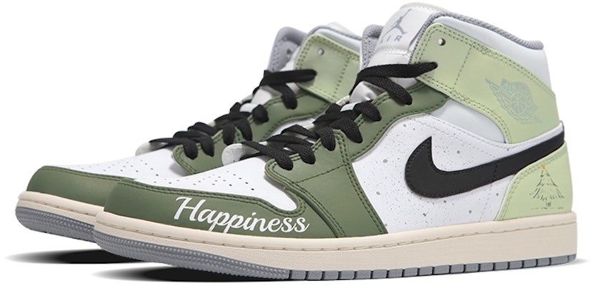커스텀 에어 조던 1 미드 '화이트 그린 크리스마스' 554724-135(Team24-男款圣诞树) Lookbook 커스텀 에어 조던 1 미드 '화이트 그린 크리스마스' 554724-135(Team24-男款圣诞树)