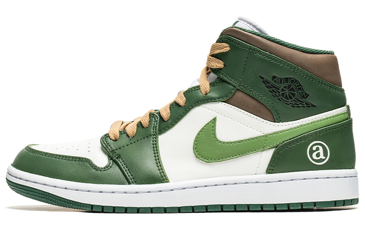 Buy 에어 조던 1 미드 '화이트 그린 그래피티' 커스텀 554724-371(Team22-男款涂鸦白绿A-BOX)