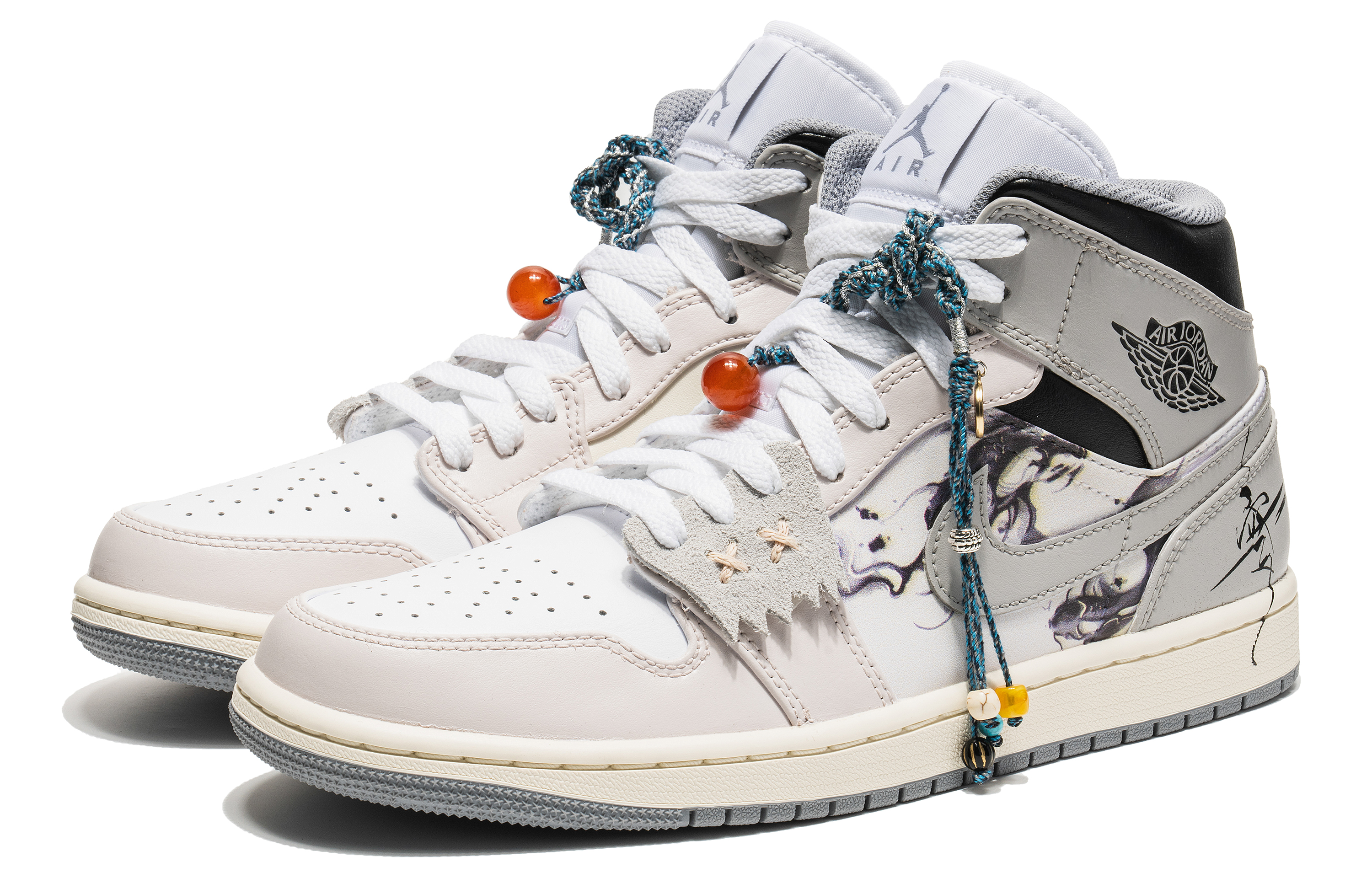 Lookbook [定制鞋] Air Jordan 1 Mid '野鹤泼墨' 554724-135(TeamB-水墨十八籽)