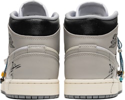 【定制球鞋】 Jordan Air Jordan 1 野鶴製造 水墨十八籽 特殊配件 中幫 復古籃球鞋 男款 灰白 Shop 【定制球鞋】 Jordan Air Jordan 1 野鶴製造 水墨十八籽 特殊配件 中幫 復古籃球鞋 男款 灰白