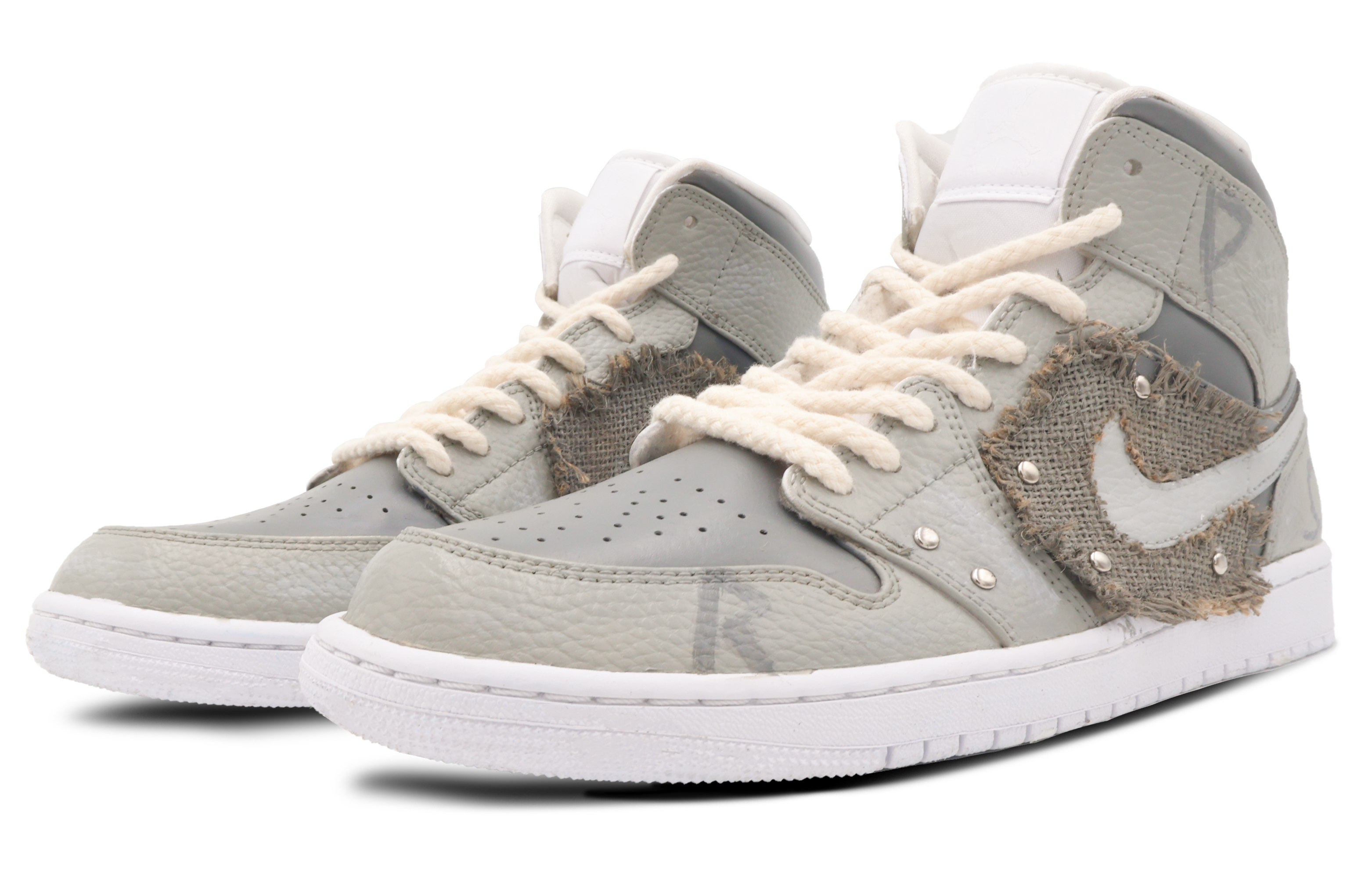 Lookbook カスタムAJ1ミッド "レトログレー" (Kasutamu AJ1 Middo "Retoro Gurē") 554724-130(Team53-男款蛮荒符号)